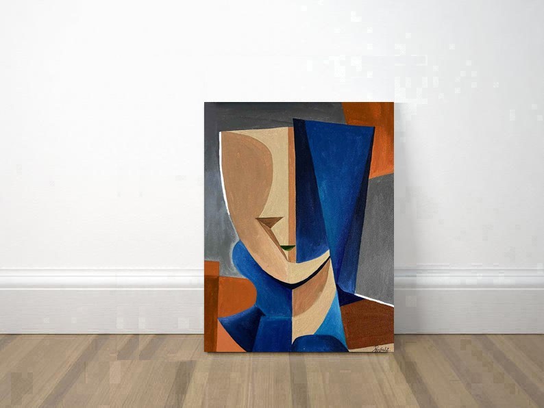 CUBIC Face Original Art Geometric Painting Modern Abstract Wall Art Decor 12x16 gallery
