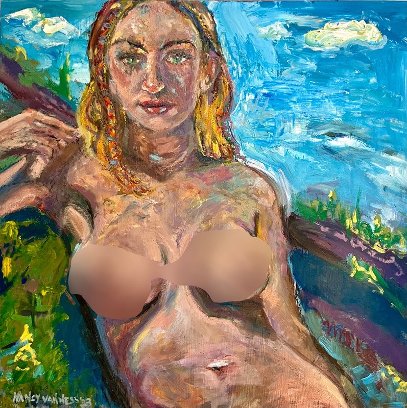 ‘Top of the World’, Portrait of Woman, Oil Painting, by Van Ness