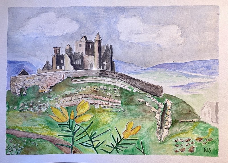 The ROCK OF CASHEL Co Tipperary Ireland Irish Watercolor Painting 10x14 Sullivan gallery