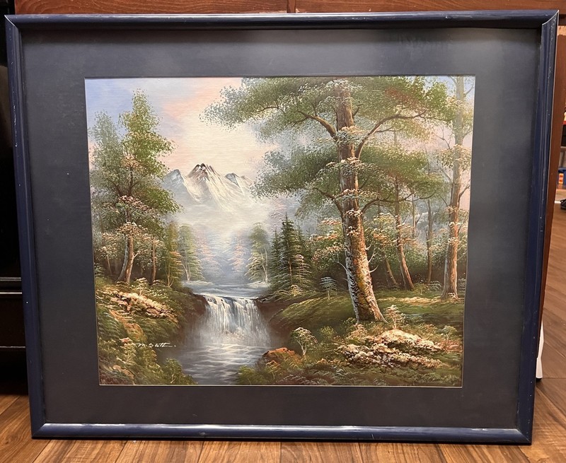 Vintage M. Scott American Oil Canvas Landscape Painting Framed