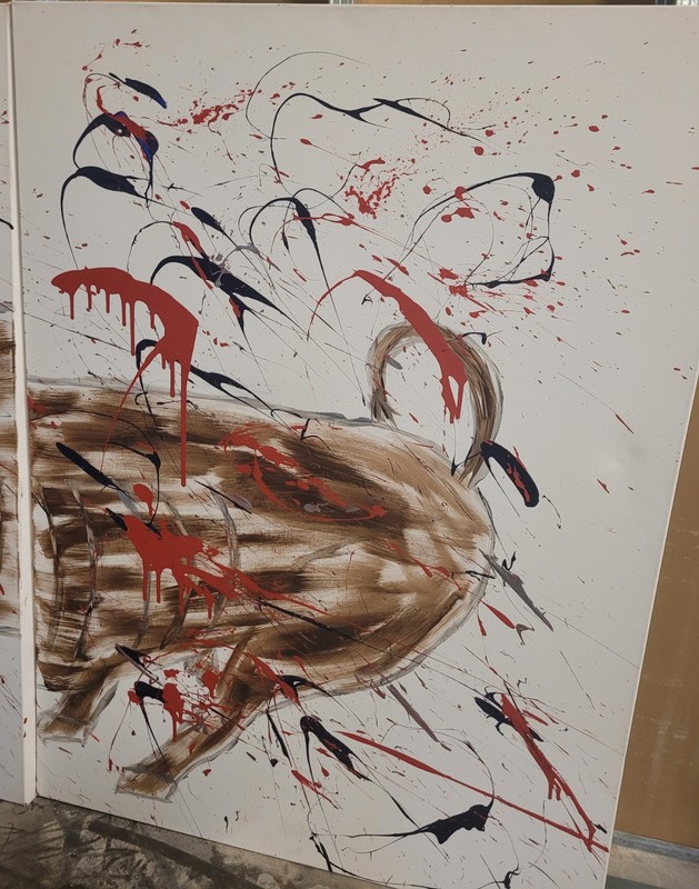 Jake Paul Original Signed Canvas Painting "Capitalism" Abstract 3'x4' Bull Art gallery