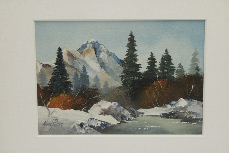 Original Signed Murl Rush Miniature Mountain Landscape Painting Framed / Listed