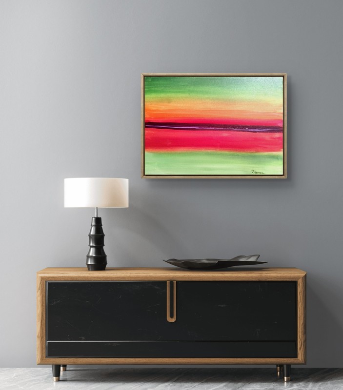 Green Fade bstract Original Acrylic Art on Canvas signed 12x'h x 16"w gallery
