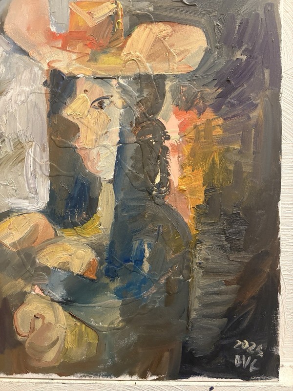 Abstract Portrait Woman Cubist Oil Painting on 18”x24” Canvas Original Signed gallery