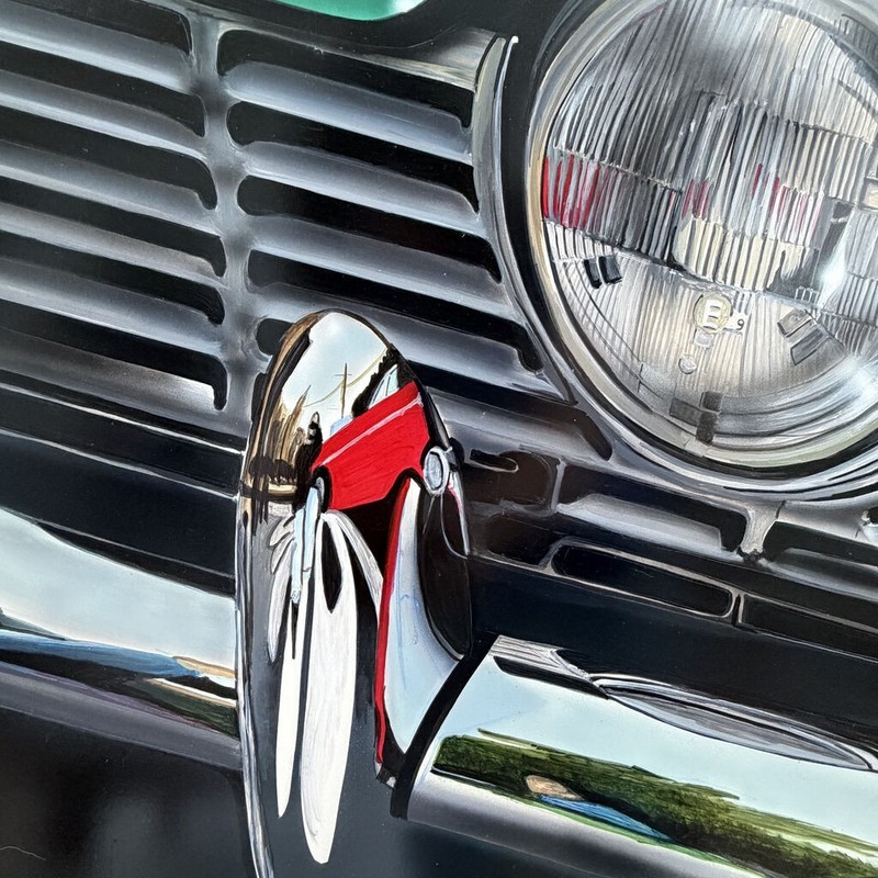 PAINTING TRIUMPH TR4 AIRBRUSHED HAND PAINTED CHARITY ITEM 16" X 20" gallery