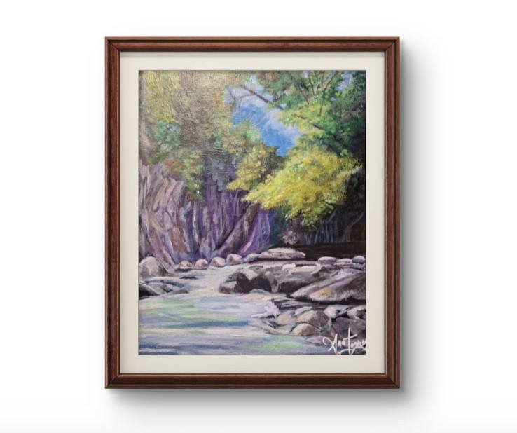 Original Ultra Contemporary Modern Secret River Painting 8×10 Canvas