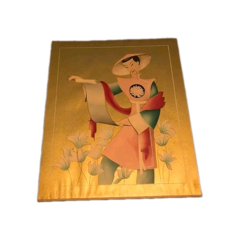 2 Gold Asian Painting | Bernard Picture Co., Inc. N.Y.C Watercolor/Handcrafted gallery