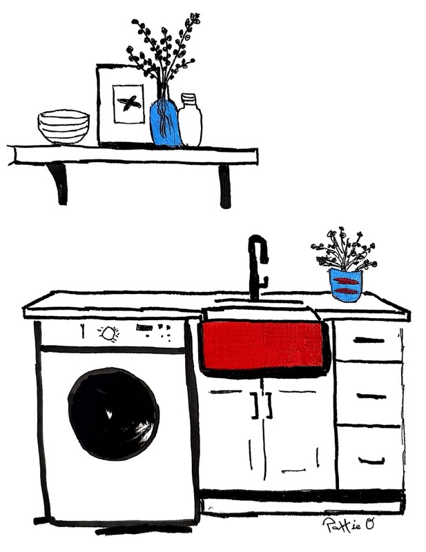 Spin Cycle Original Ink Acrylic 8x10 Canvas Laundry Room Wall Art Signed Decor gallery