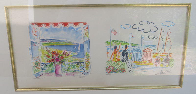 FRAMED SERIGRAPH 137/200VIBRANT POST IMRESSIONIST MEDITERRANEEN COASTLINE SIGNED gallery