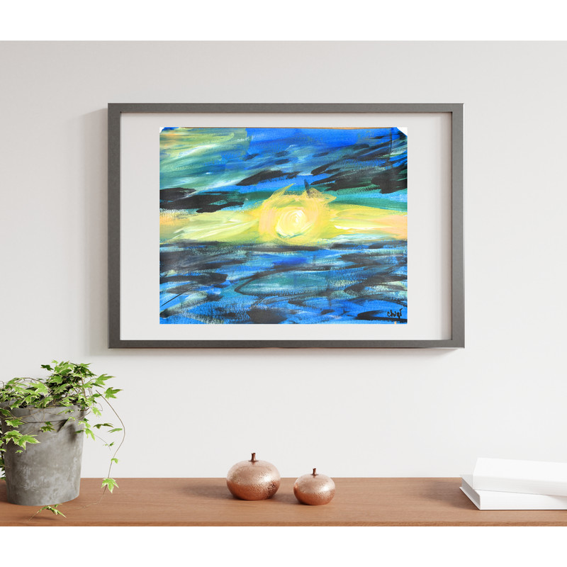 Source Over The Waters, Abstract Expressionism 14×11 Multi-Color Painted Paper