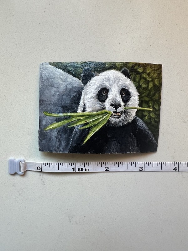 Hendrick Original Panda ACEO Acrylic Painting Panda Miniature OOAK Wildlife gallery