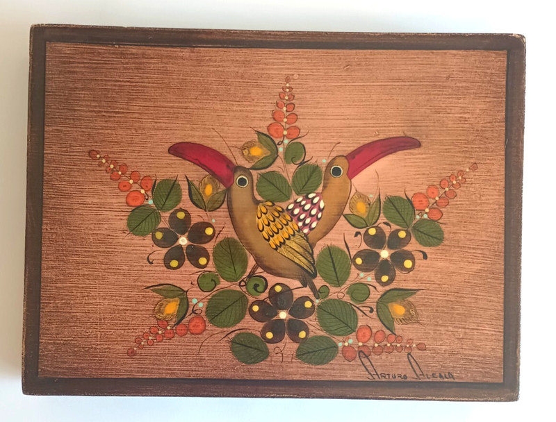 Vintage Original Mexican Folk Artist ARTURO ALCALA on Wood 8″x 6″ Signed