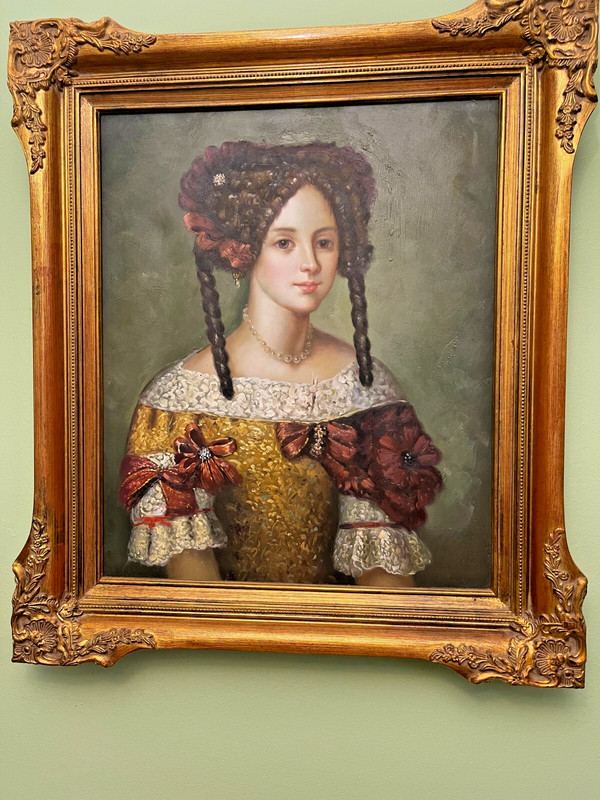 ORIGINAL OIL MUSEUM FRENCH SCHOOL PORTRAIT ca 1920-PRINCESS OF PALIANO-30×27