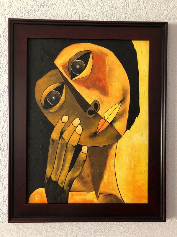 WALL ART DECOR HANDMADE CANVAS PAINTING OSWALDO GUAYASAMIN STYLE EXPRESSIONISM 