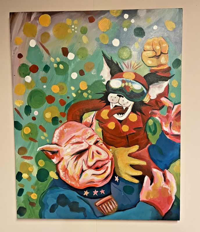«Aktion Kat Strikes Back!»-Original Painting-24×30 in-Acrylic on Canvas