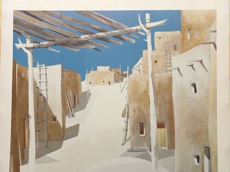 JAMES HARRILL LISTED AMERICAN PENCIL Sd LE LITHOGRAPH "SHADOWS & PUEBLOS" FRAMED gallery