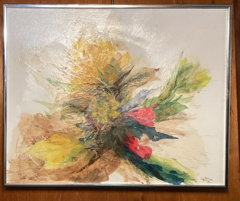 Collage Reflections by A.H. Wobig Acrylic Mixed Painting on Rice paper Flowers