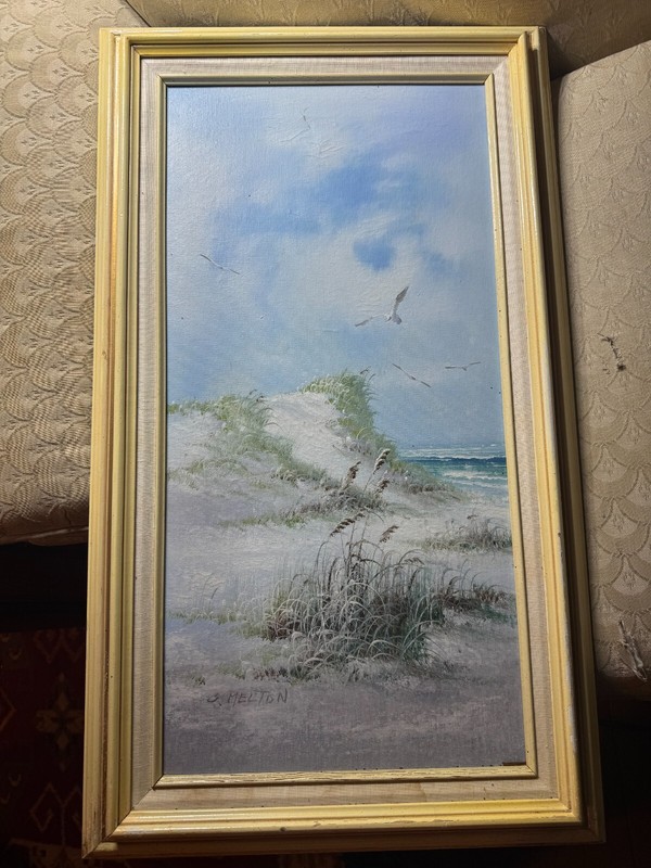 S Melton «Seaside With Gulls Scene» Oil On Canvas Painting – Signed And Framed