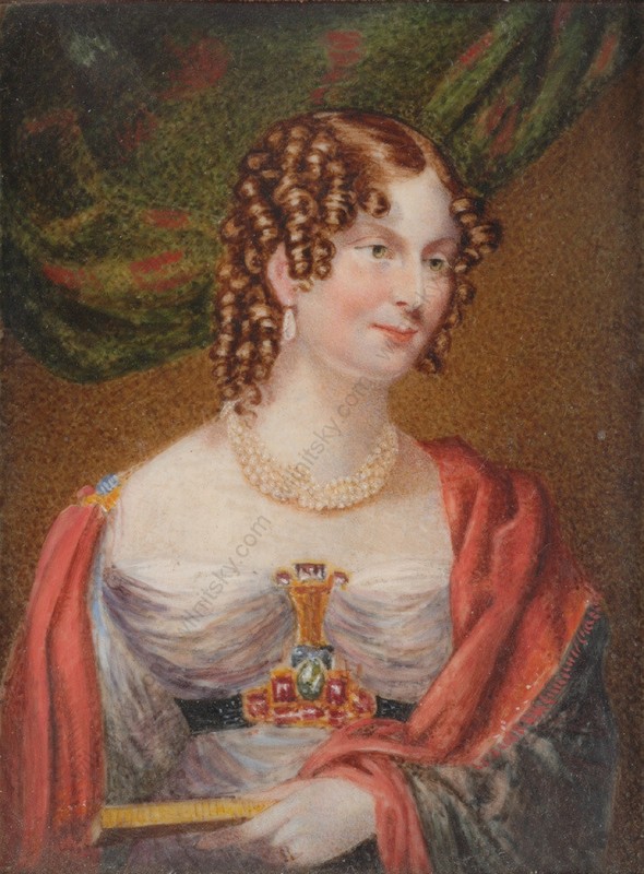 John Linnell (1792-1882) «Lady Anne Ellenborough», high quality miniature ca1815