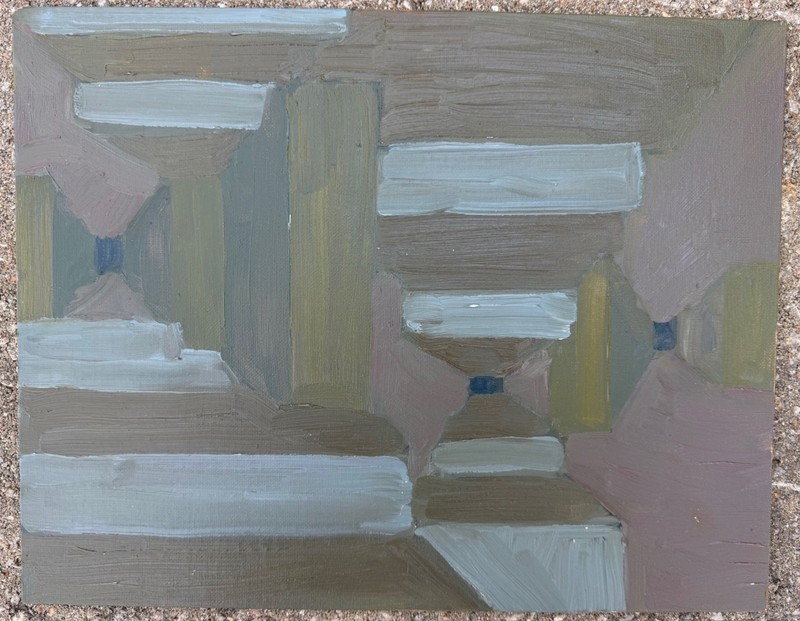 Contemporary Abstract Shapes Oil Painting Modern Art Wall Hanging Muted Colors