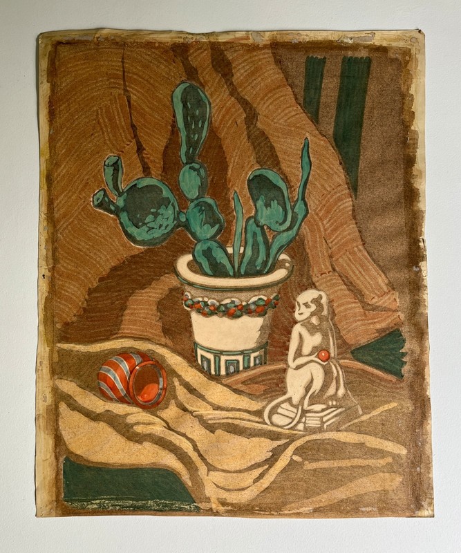 Antique Still Life Watercolor Art Painting, Hazel Frazee, Chicago gallery
