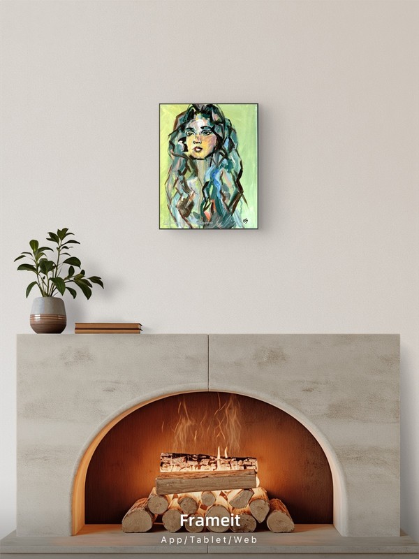 Expressionist BoHo Portrait, Original Acrylic Painting 11x14 Signed Canvas gallery