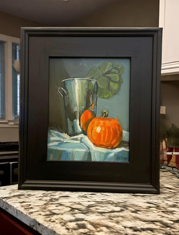 Original Still Life Oil Painting of A Pumpkin Reflection by Artist Karen Chan gallery