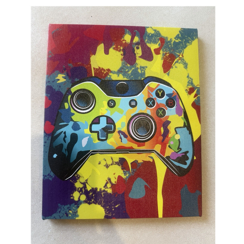 Pop Art Video Game Controller Canvas Painting 10×8 Inch Gaming Decor