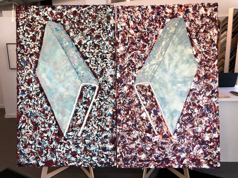 Jeffrey Lew Ephemeral Split Oil Glass Mica Fish Scales Canvas 1980 Bibliophile