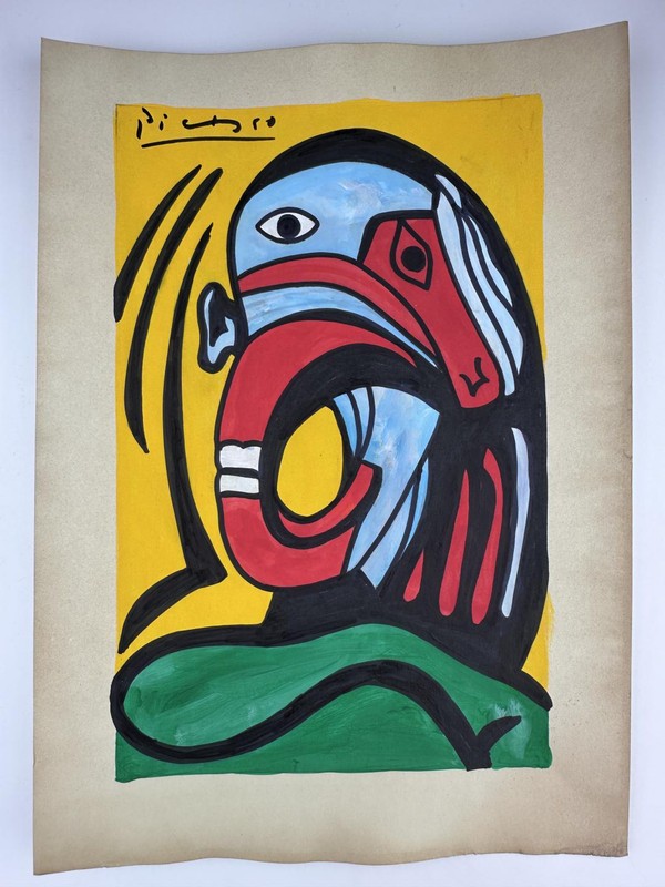 Pablo Picasso COA Vintage Painting Drawing Art Original Signed Stamp