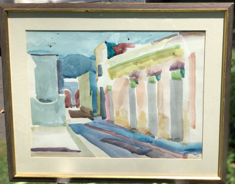 2-Sided "Ruins" & The Lake Short Hills,N.J. W/C Painting-1994-Israel L.Winarsky gallery