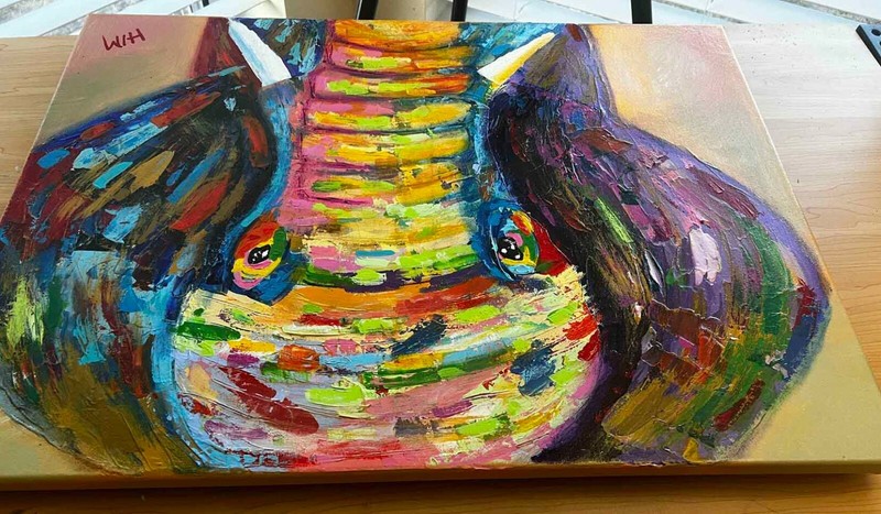 Original Acrylic Abstract Painting 18" x 24" "Elephant" by HIM the Painter gallery