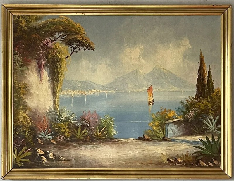 LUIS MORATO GUERRERO ANTIQUE BEACH LANDSCAPE OIL PAINTING OLD VINTAGE MODERN