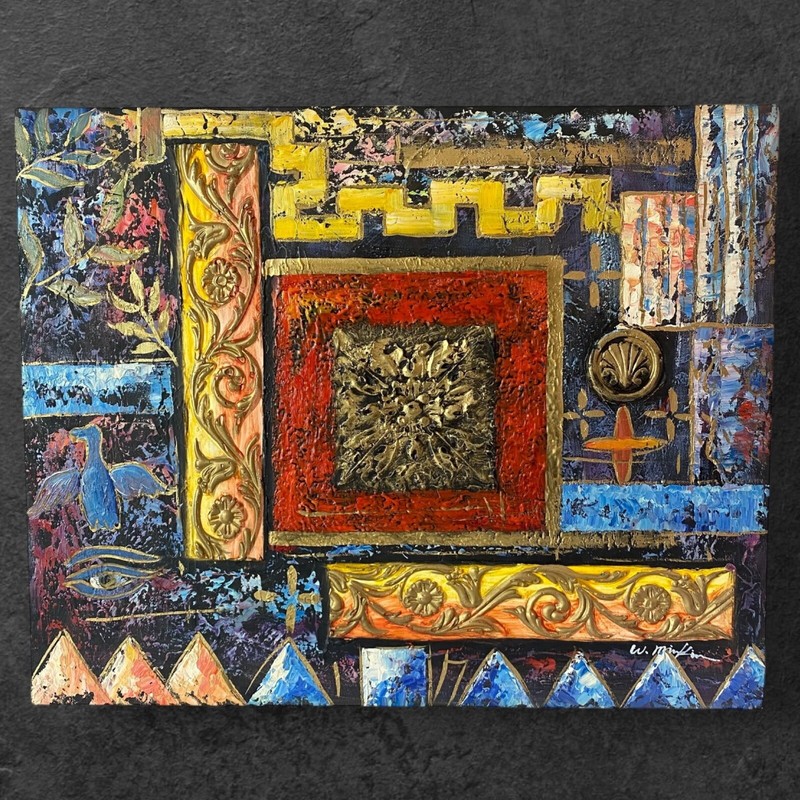 Original Painting Oil on Canvas Mixed Media Artist Signed Multi Colored