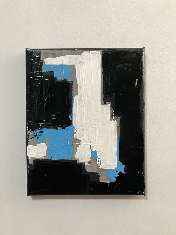Original Brutalist Modern Art B&W Contemporary mini 8×10 painting
