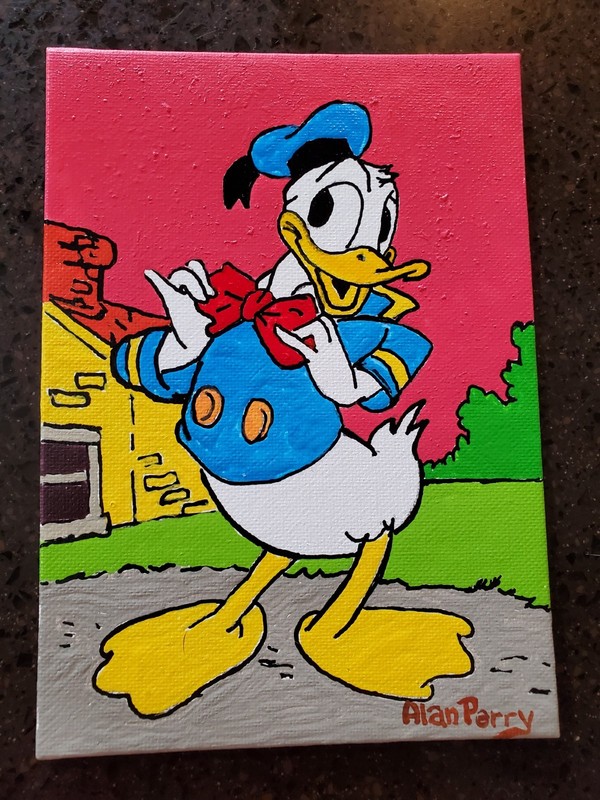 Donald Duck, Original 5" x 7" Acrylic Painting gallery