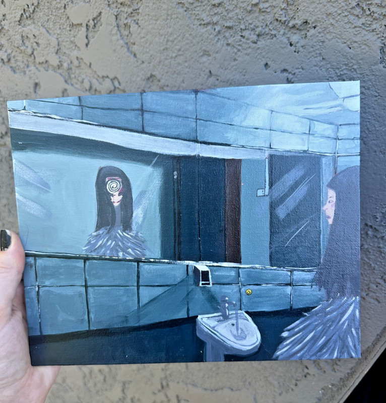 Original Acrylic Painting (8x10")/Canvas Board/Gloss Varnish, Girl in the Mirror gallery