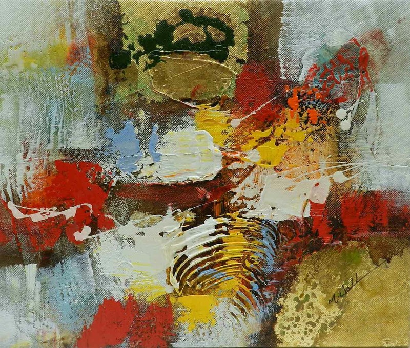 Contemporary Abstract Red Gold Original Canvas Oil Painting New Wall Art Work