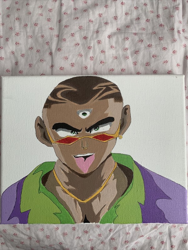 Bad Bunny Canvas Painting Acrylic