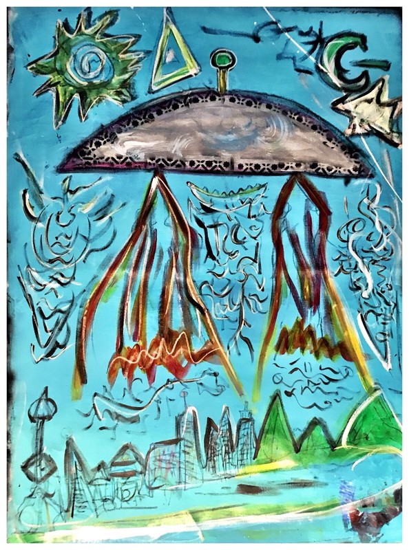 ‘ Rendlesham Forest Incident” 46×62 Original Abstract Painting Signed By Artist