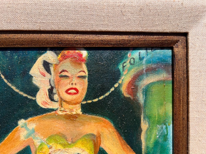Vintage Showgirl Follies Oil Painting Signed “Terrance” Cabaret Chorus Line 30” gallery