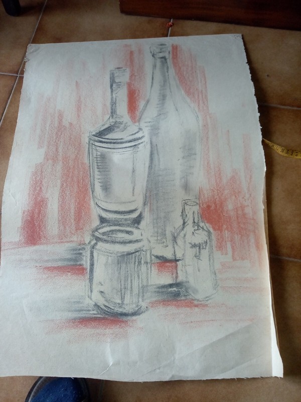 STUDIO STILL LIFE DRAWING 1950s on paper cm. 47X68 UNSIGNED