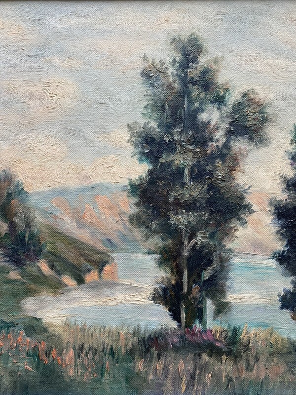 Mary Cornell Antique 1930s California Plein Air Coastal Tree Landscape Painting gallery