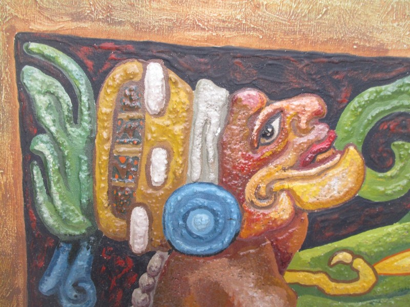 FELIPE ISLAS Mexican Embossed Oil Painting Signed ( Unframed) 16" X 24" gallery
