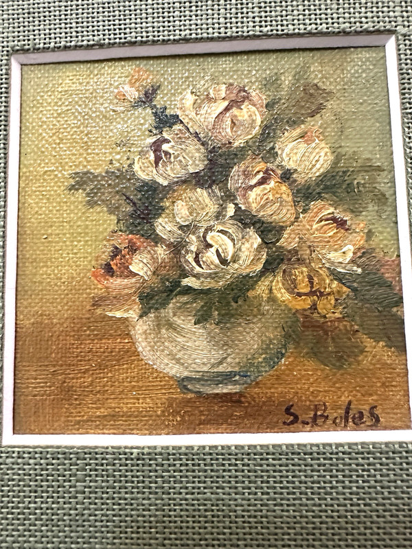 Original Oil Paintings By S. Boles Signed 2-3/4” Each Framed 8”x12” Linen Mat gallery