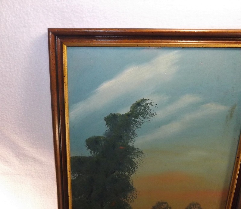 Framed Vintage Oil Painting Signed Carson Landscape & Waterfall 25 1/4" x 13 1/4 gallery