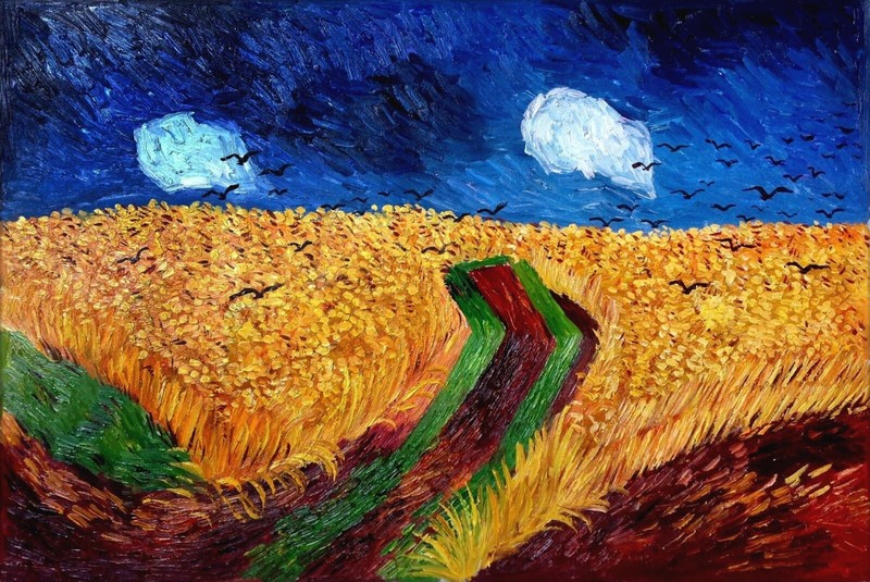 Framed Wheatfield with Crows Repro, Quality Hand Painted Oil Painting, 24x36in gallery