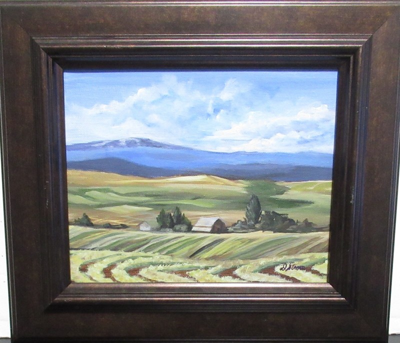 DIANA STROM «WASHINGTON FARM» ORIGINAL ACRYLIC ON CANVAS LANDCAPE PAINTING
