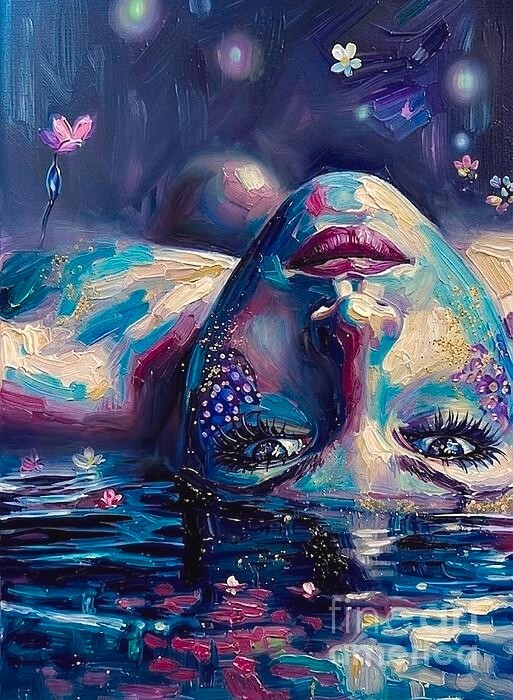 new hand made Painting on 12″*16″ canvas Woman in Dreamy Colors by Wendy