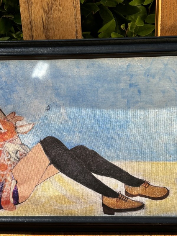 Kitschy Art Girl Baby Giraffe Framed By Wesley Pacleb gallery